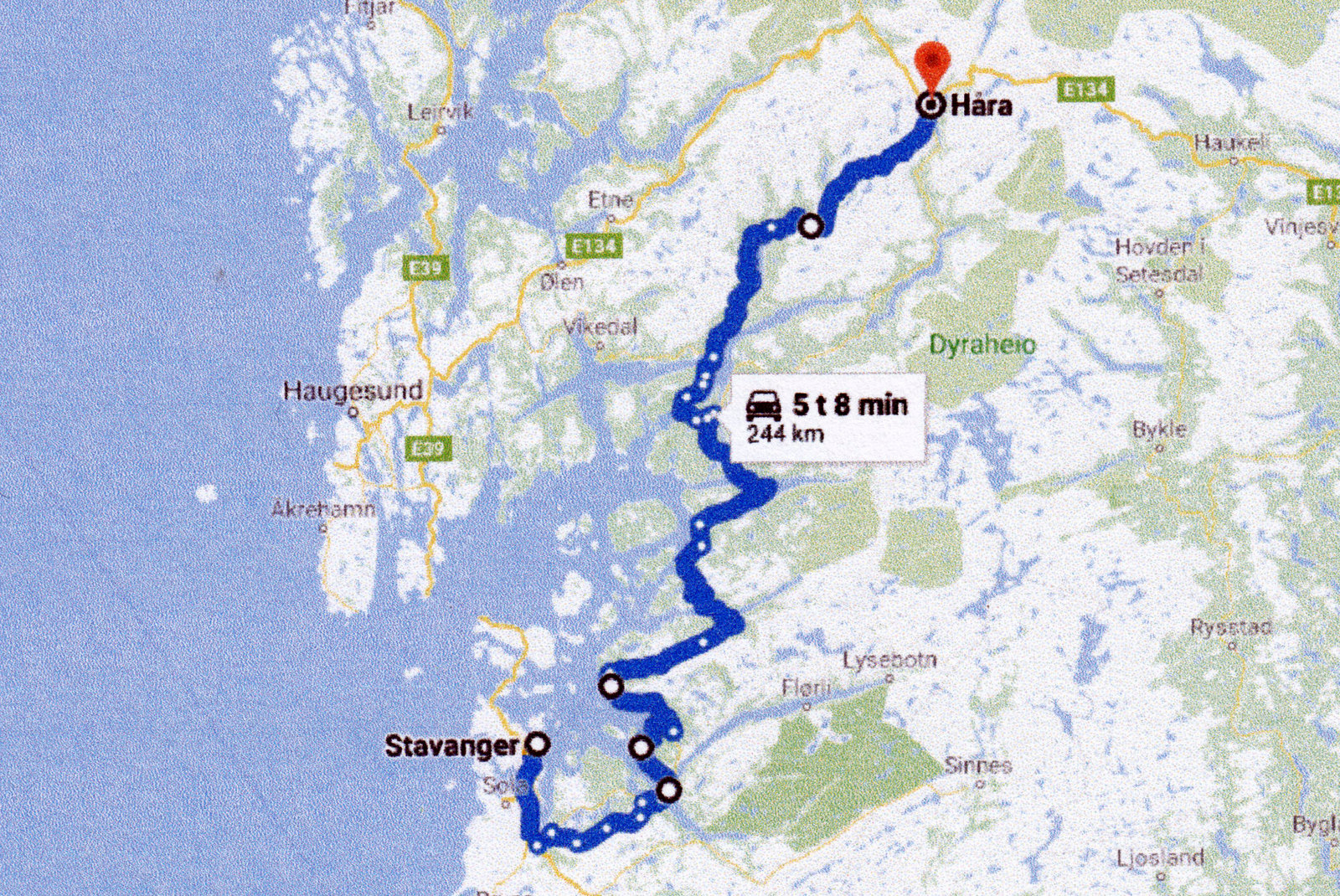 Dag 5-1: Ma. 25/5 - 244 km Stavanger - Håra