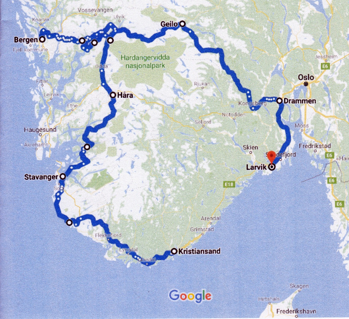 Rundtur i Norge - Ca. 1.400 km 