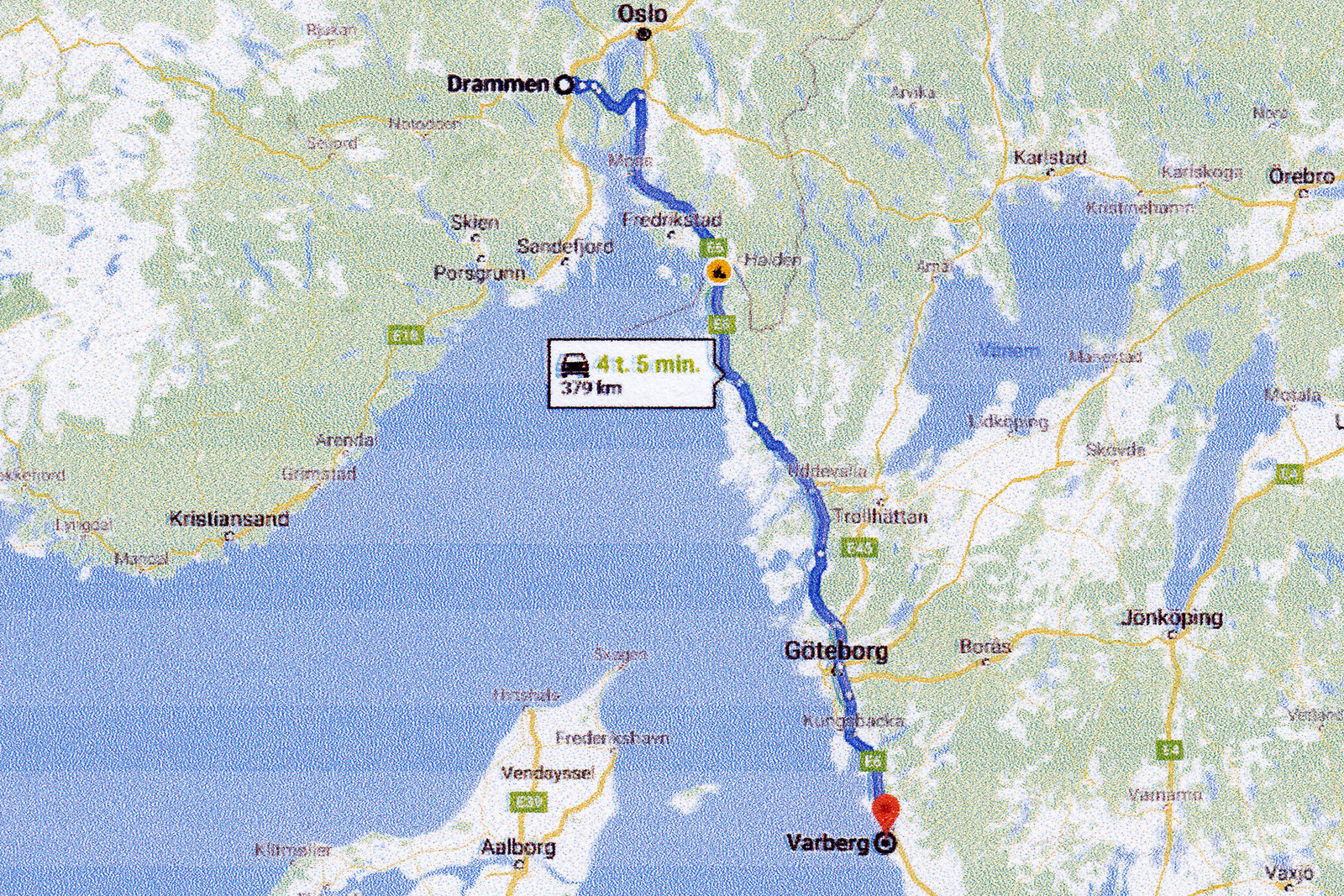 Dag 10: Lø. 30/5 - 379 km. Drammen - Varberg