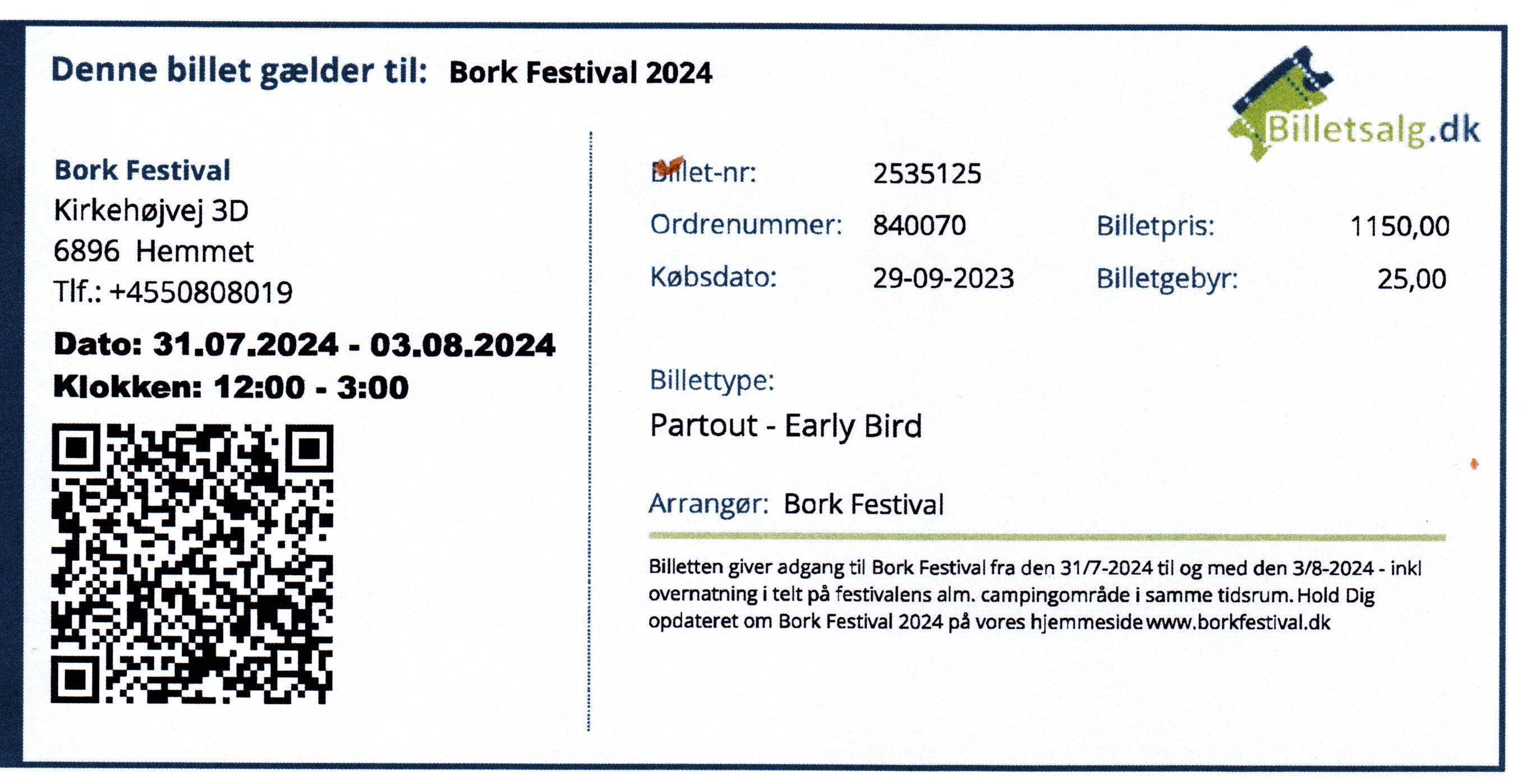 31. juli - 3. august 2024 Bork Festival